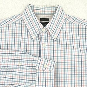 Jos A Bank Mens Button Down Shirt M White Blue Pink Plaid Cashmere Blend Easter